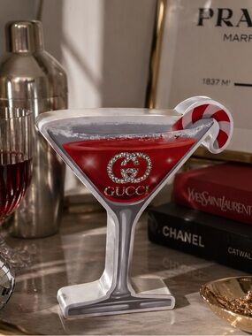 Gucci Red Martini Glass Art NWT